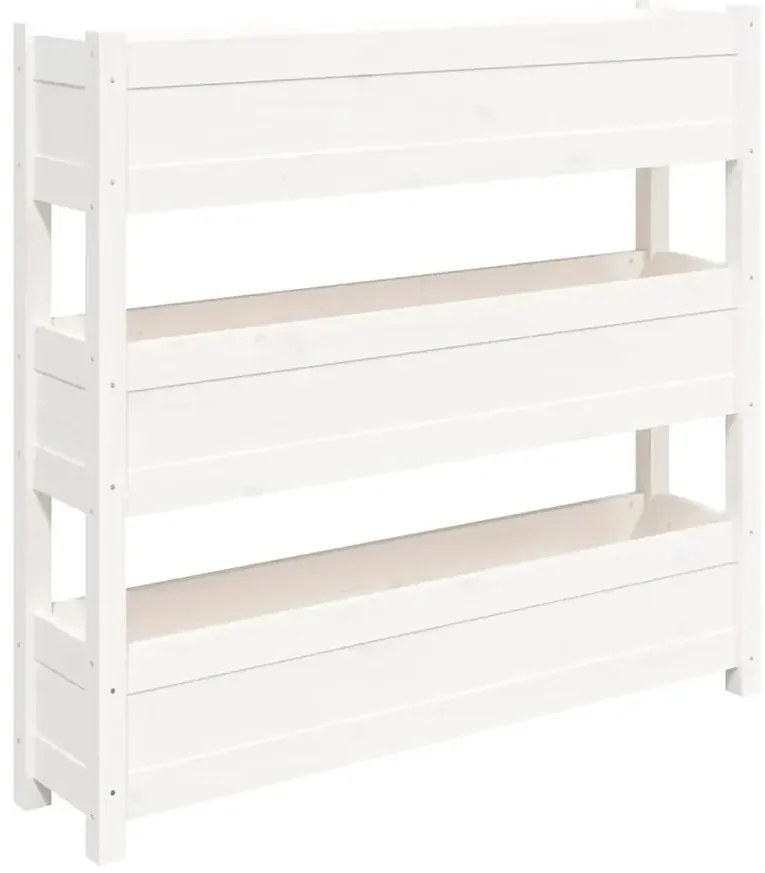 Biała drewniana piętrowa donica ogrodowa Z7-K19