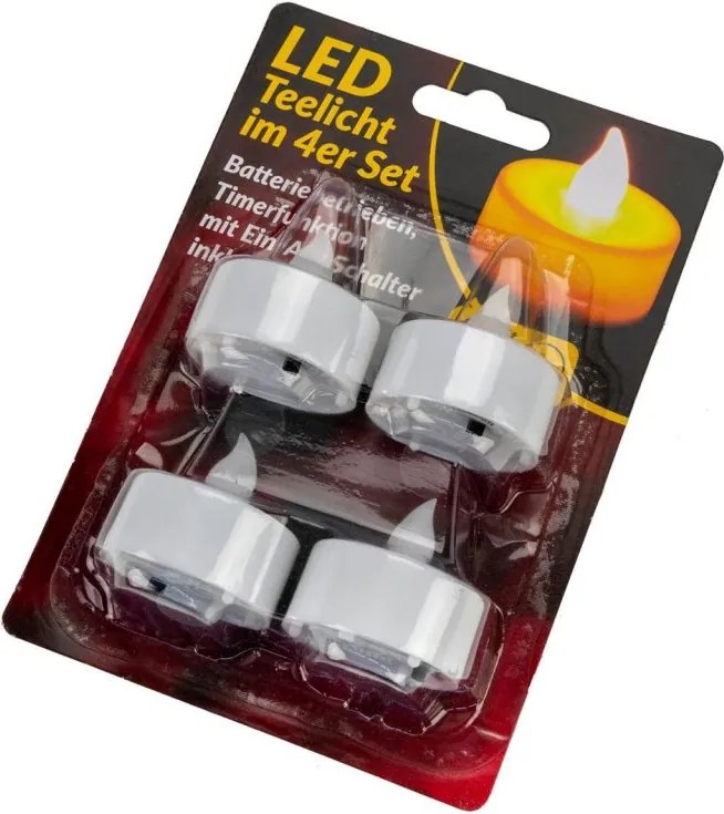 Dekoracyjny zestaw LED - 4 świeczki - biała ciepła