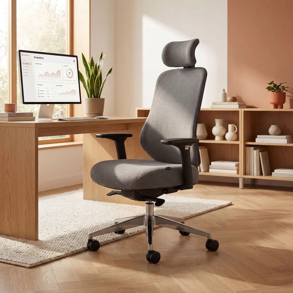 Fotel biurowy ergonomiczny ciemnoszary: AXIS