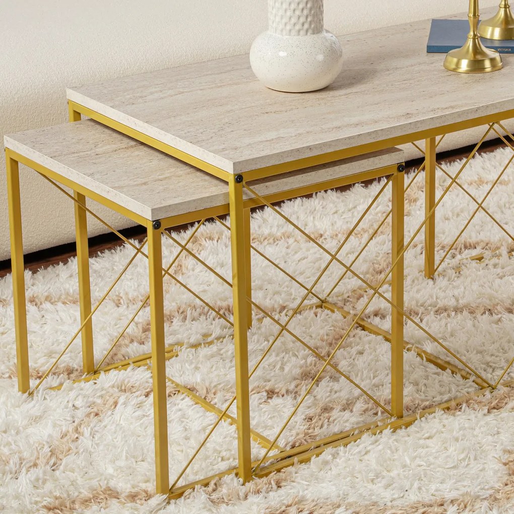 Stolik konferencyjny Defne Gold Travertine