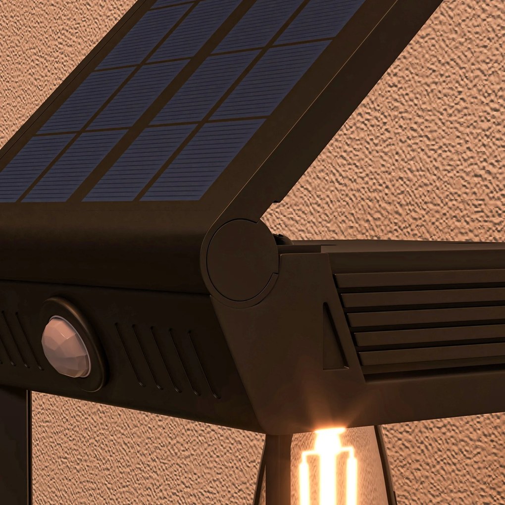 Outsunny Lampa solarnej ogrodowa zewnętrzna Solarlampe, odporna na warunki atmosferyczne, czujnik ruchu, 14 cm x 24 cm x 24 cm, Czarny