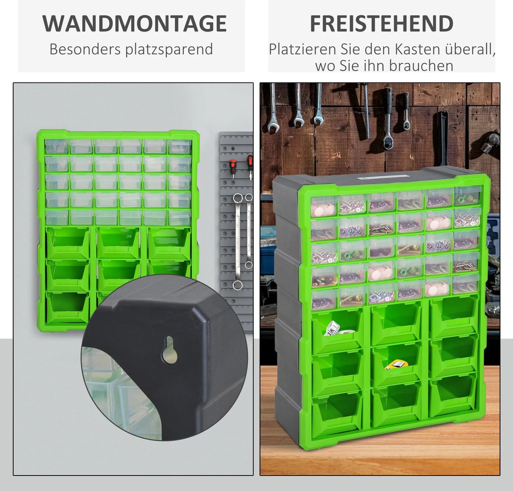 Durhand Skrzynka na drobne elementy 39 szuflad Organizacja warsztatu Zielony | Aosom PL