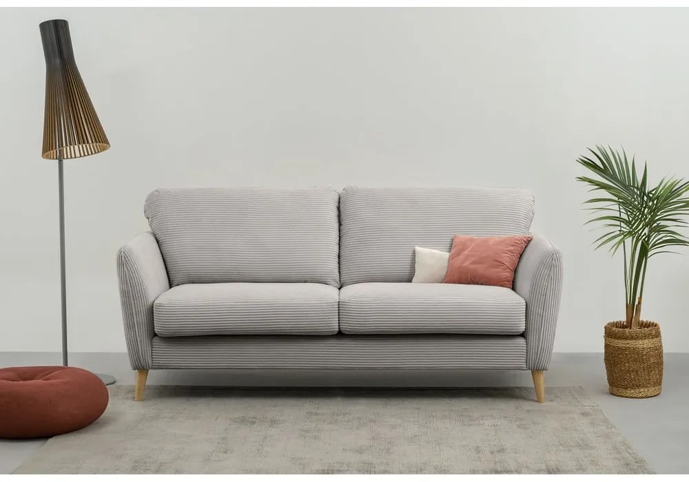 Jasnoszara sztruksowa sofa 170 cm Paris – Scandic