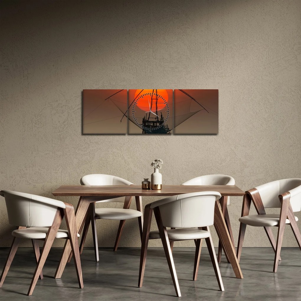 Obraz - Wschód słońca, jezioro Pakpra (z zegarem) (90x30 cm)