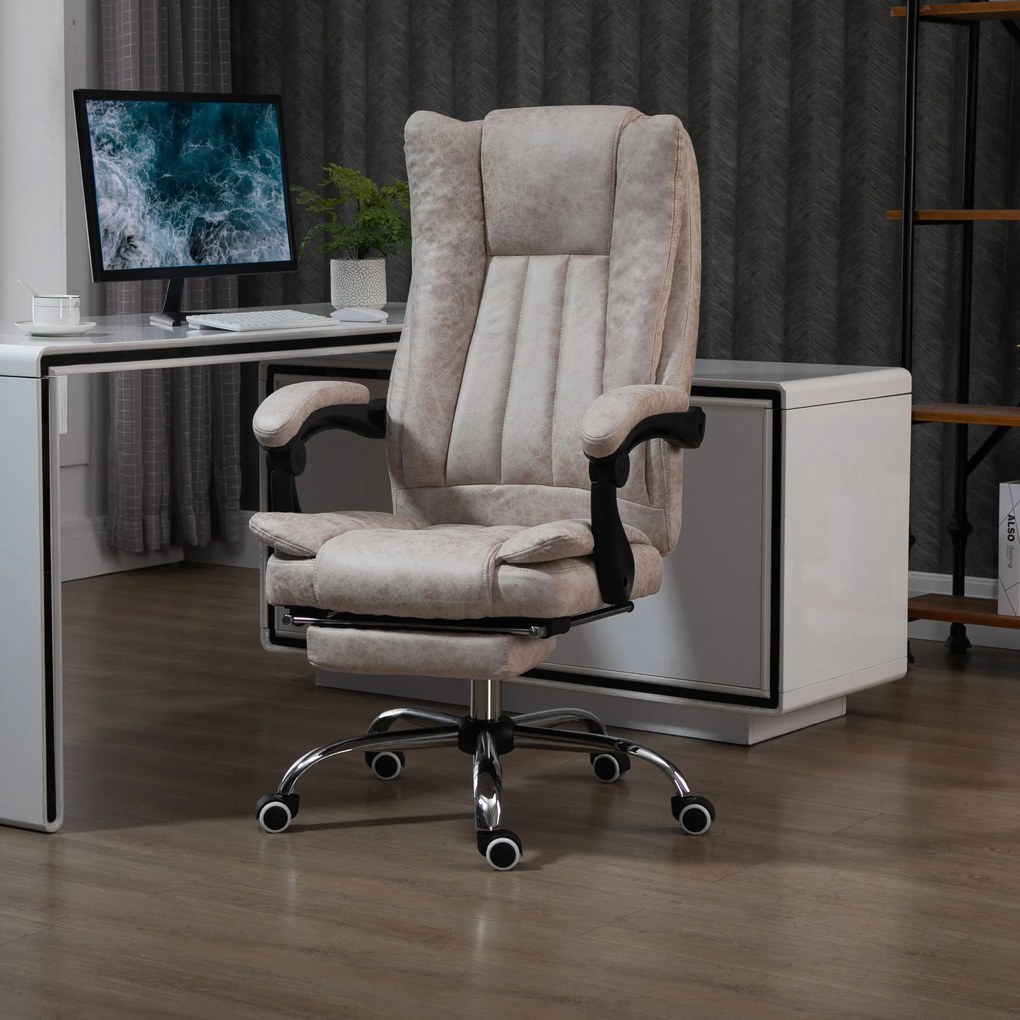 Vinsetto fotel biurowy ergonomiczny regulowany fotel komputerowy nowoczesny wygodny fotel do pracy czarny beżowy | Aosom PL