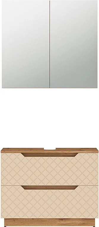 Zestaw mebli łazienkowych dąb/kaszmir ze strukturą płytek 79.6x32x62.5 lotta