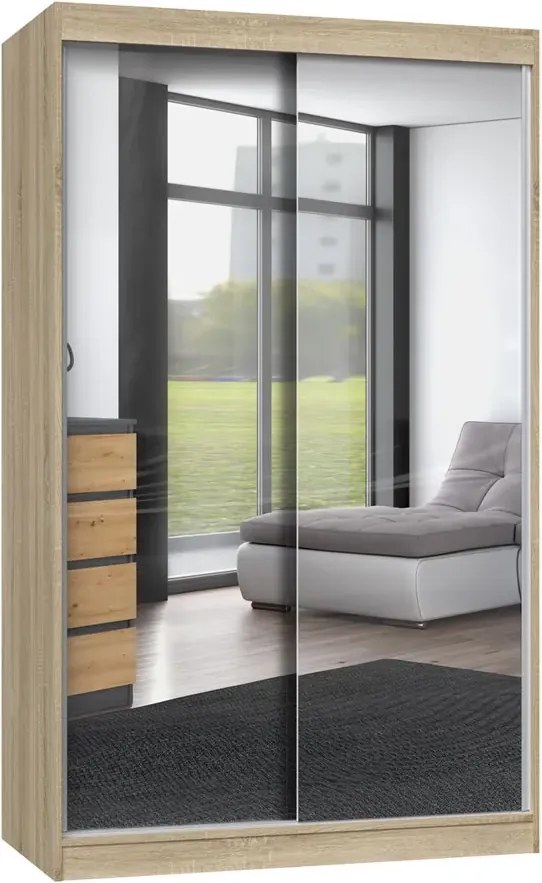 Szafa przesuwna z 2 lustrami 120 cm dąb sonoma G5-W94