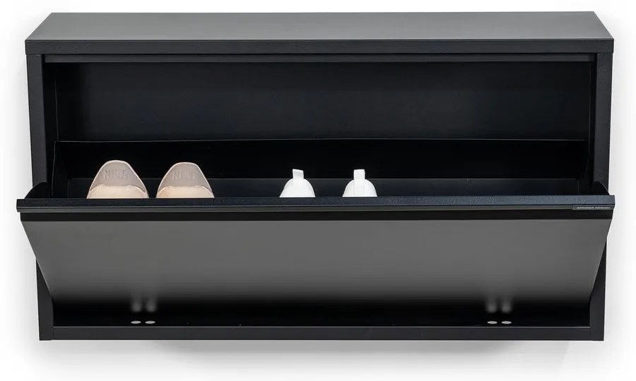 Czarna metalowa uchylna/wisząca szafka na buty 75x41x22 cm Billy – Spinder Design