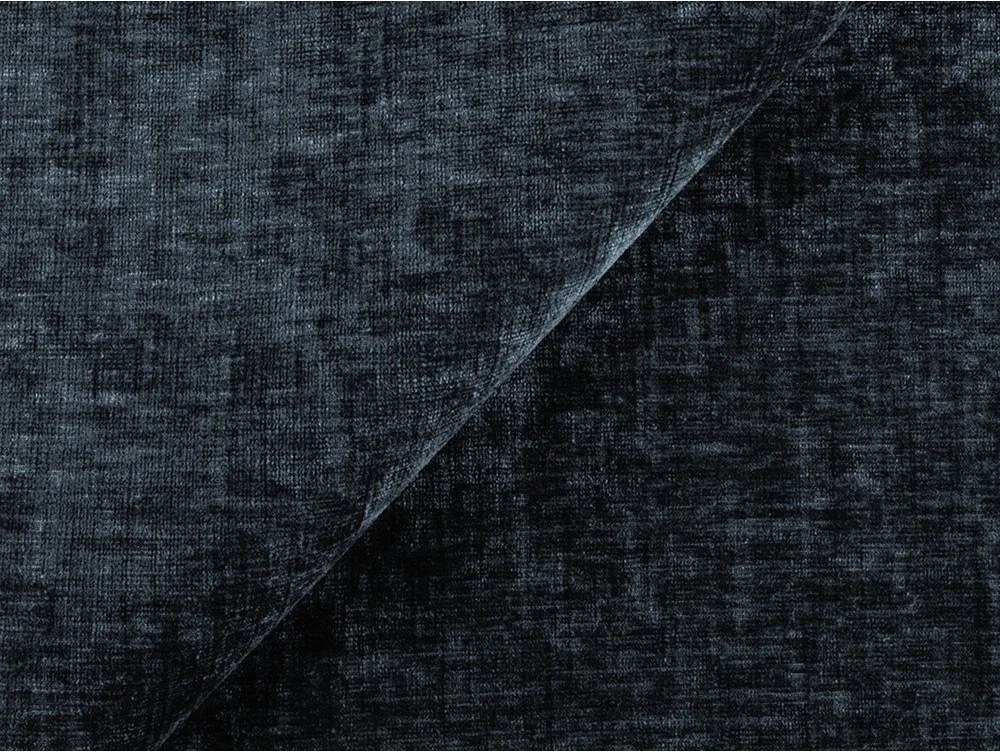 Ciemnoniebieski rozkładany narożnik z tkaniny szenilowej (lewostronny/z szezlongiem) Kuki – Makamii