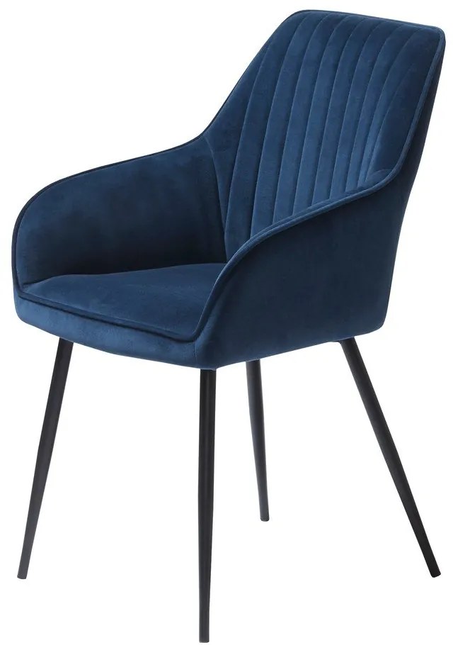 Ciemnoniebieskie aksamitne krzesła z podłokietnikami zestaw 2 szt. Nolan Stripe – Unique Furniture