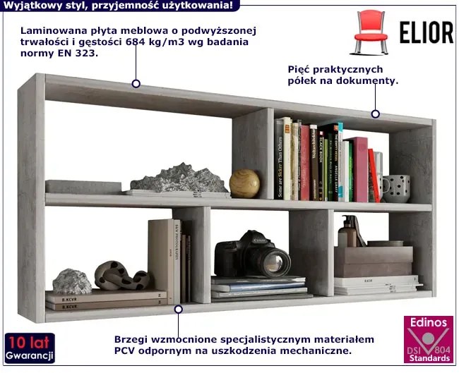 Nadstawka na biurko w dekorze beton - Ovenis 3X