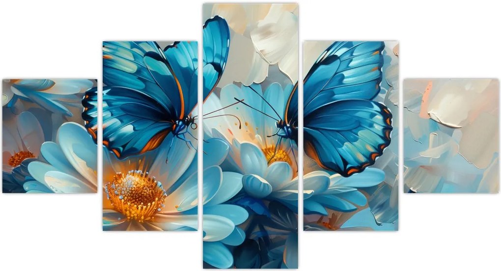 Obraz - Niebieskie motyle (125x70 cm)