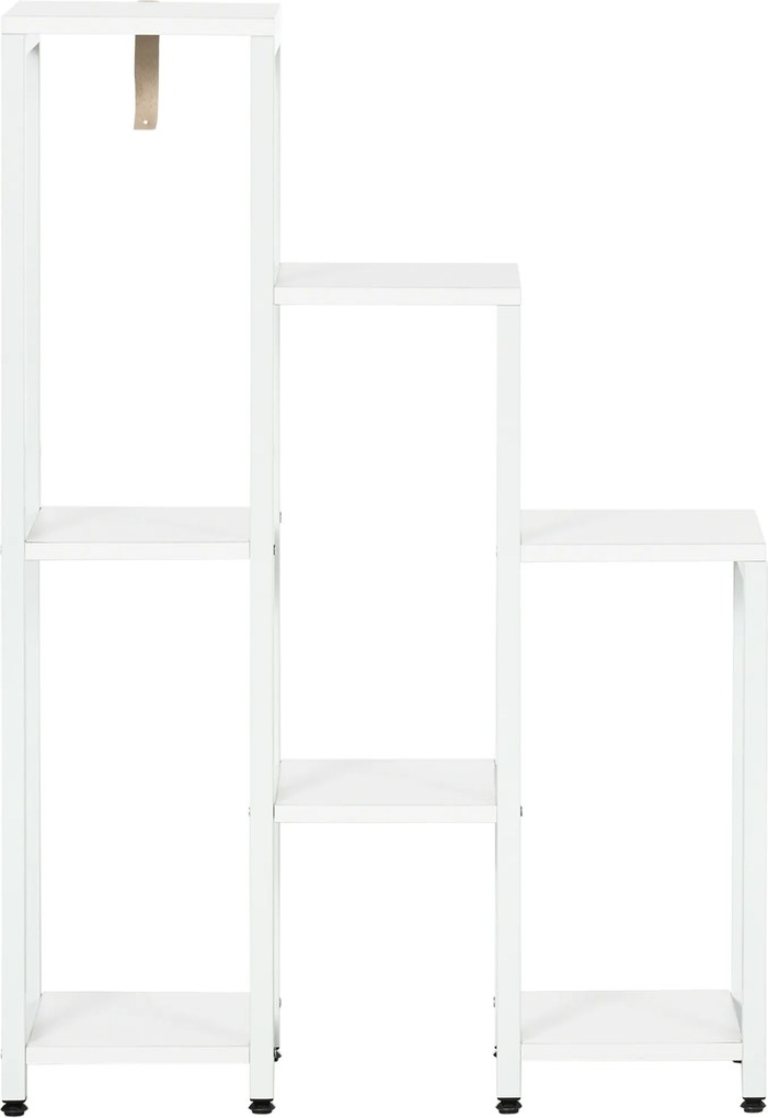 Outsunny Stojak na kwiaty, stojak na rośliny, 7 półek, do użytku wewnętrznego i zewnętrznego, stalowy, biały, 65 x 23 x 94,5 cm