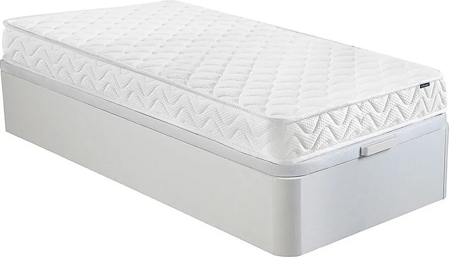 Zestaw 90 x 190 cm stelaż ze skrzynią biały + materac z pamięcią kształtu o grub. 15 cm - PELOPS marki YSMÉE