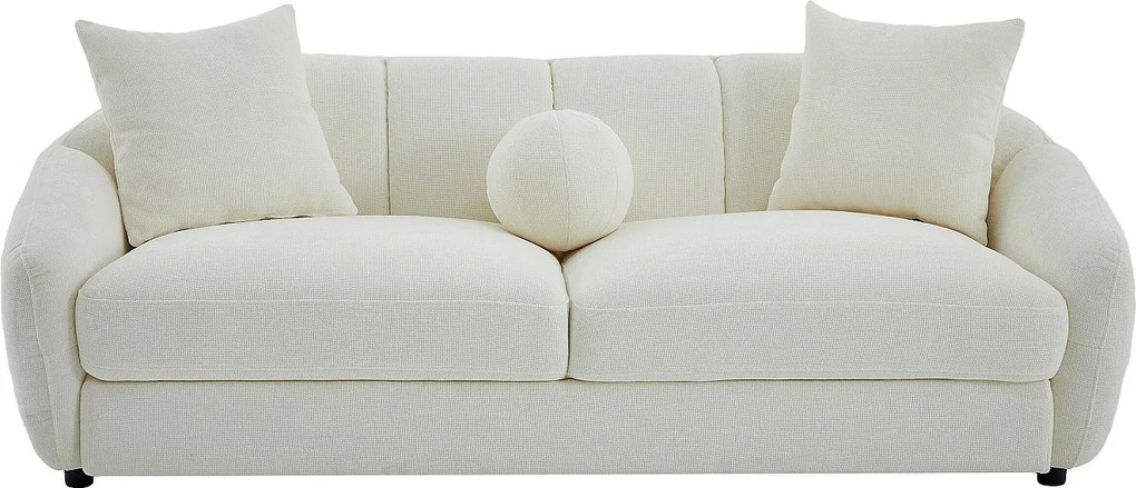 Kanapa 3-osobowa z tkaniny teksturowanej w kolorze kremowym NAFEKI