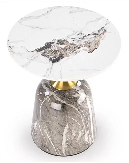Okrągły kawowy stolik marmur + złoty E2-P75