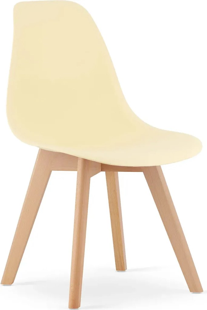 Kremowe krzesło skandynawskie z drewnianymi nogami C6-B06