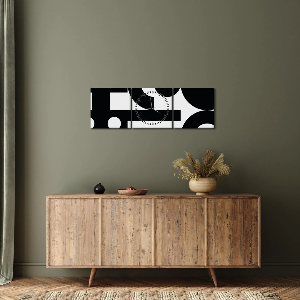 Obraz - Abstrakcja geometryczna N⁰3 (z zegarem) (90x30 cm)