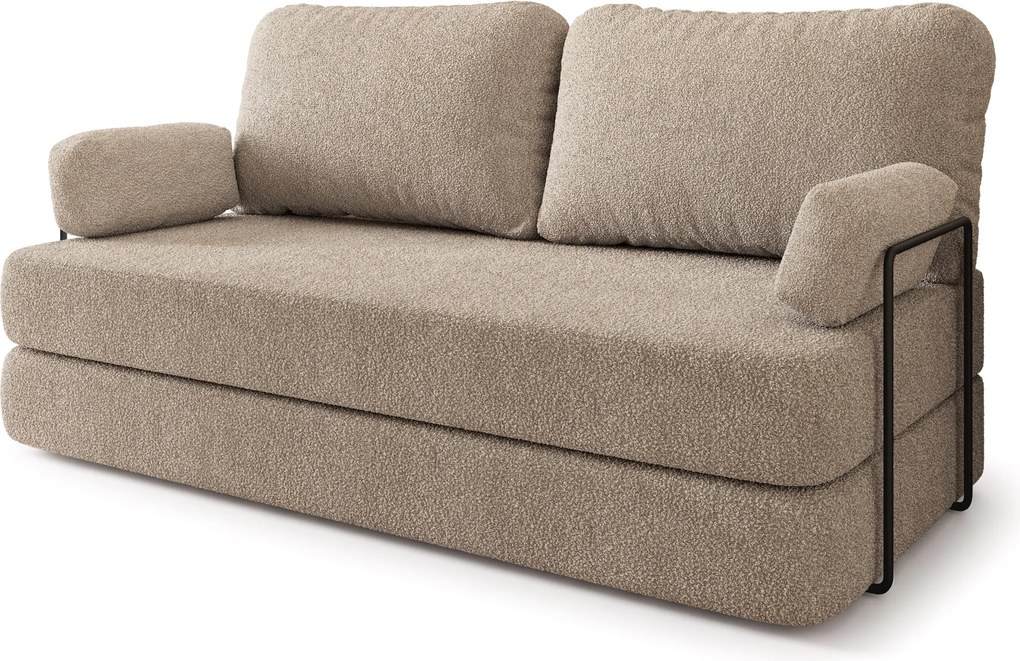 Masseno Sofa piankowa NIKSI z funkcją spania, Kanapa z pianki do salonu, Bezmontażowa, Tkanina bucle – Beżowy QUELLE 05
