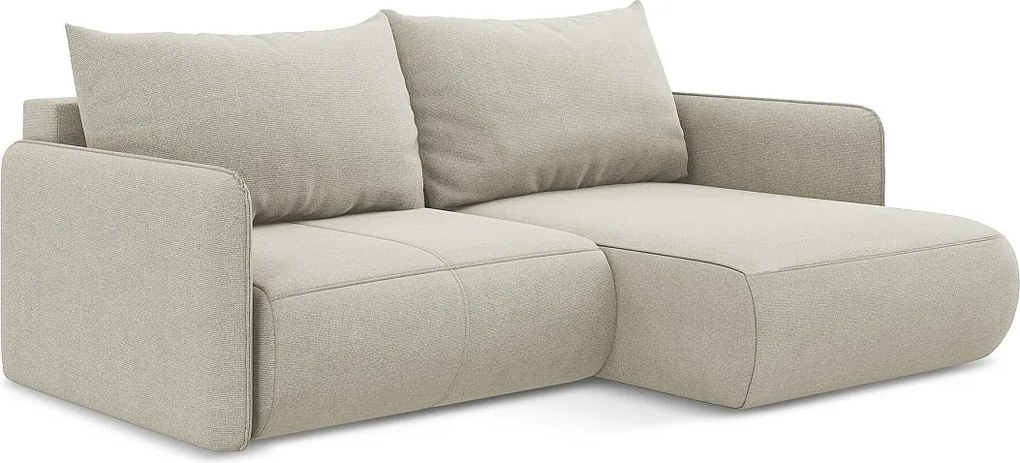 Narożnik prawostronny z funkcją spania - z tkaniny strukturalnej - jasny beż - NANEA