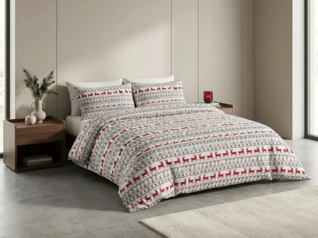 PrzytulneMieszkanie.pl PrzytulneMieszkanie.pl Pościel flanelowa DEER DREAMS białe Rozmiar pościeli: 2 szt 70 x 90 cm | 200 x 220 cm
