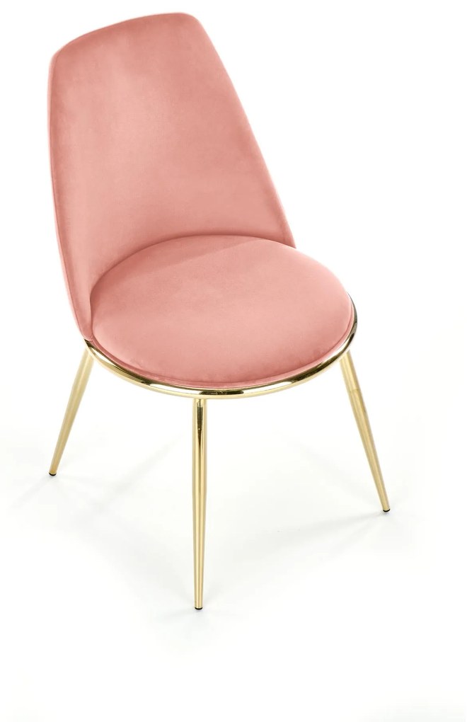 K460 krzesło różowy, tapicerowane, tkanina velvet, złoty, glamour