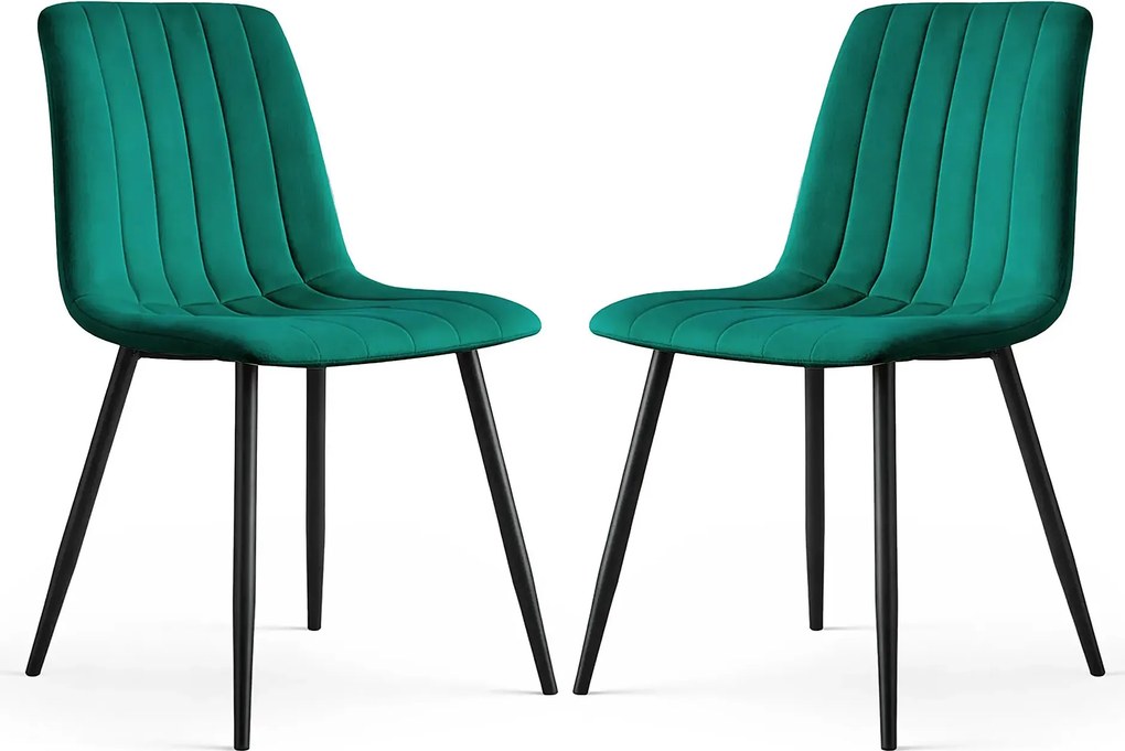 Zestaw 2 zielonych krzeseł tapicerowanych - Selvaro