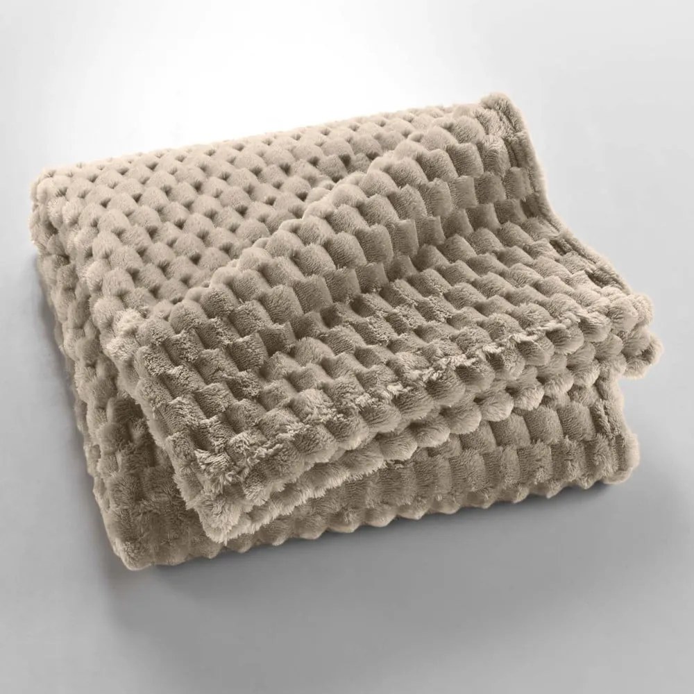 Szarobrązowy koc z mikfroflaneli 125x150 cm Mini Frosty – douceur d'intérieur