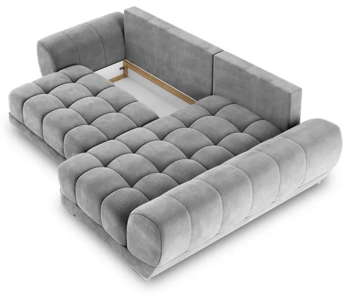 Szary rozkładany narożnik z aksamitnym obiciem Windsor &amp; Co Sofas Nuage, prawostronny