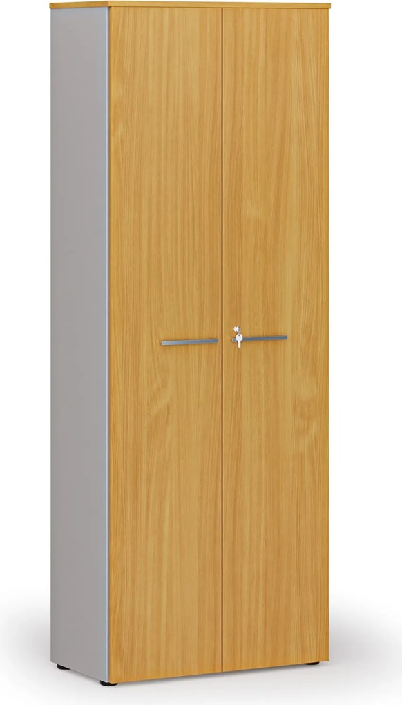 Szafa biurowa z drzwiami PRIMO GRAY, 800 x 420 x 2128 mm, szary/buk