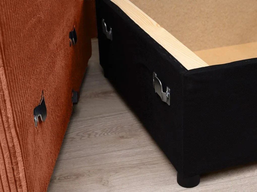 Rozkładana narożna sofa SMART COSARO terakotowa, dwustronna + 2 poduszki GRATIS