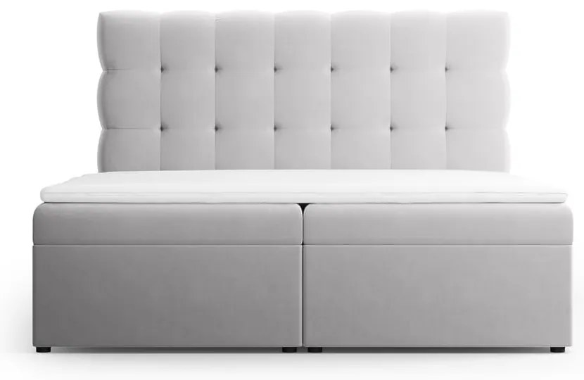 Jasnoszare łóżko boxspring ze schowkiem 160x200 cm Bali – Cosmopolitan Design