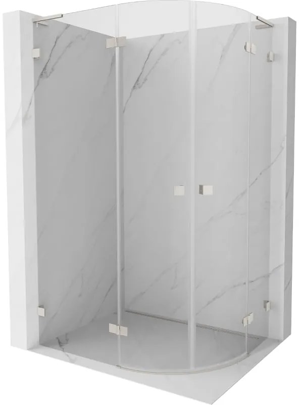 Mexen Lunar L kabina prysznicowa półokrągła uchylna lewa 100 x 90 cm, transparent, nikiel szczotkowany - 833L-100L-090P-97-00