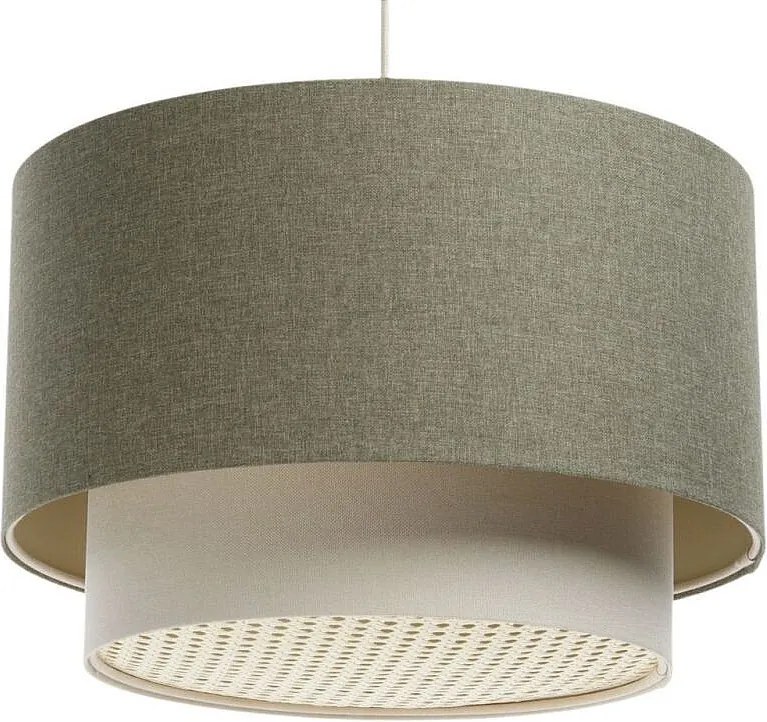 Lampa wisząca ERUTAN DOUBLE RATTAN 50 zielona/kremowa