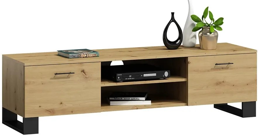 Szafka RTV na czarnych nóżkach dąb artisan W8-F20