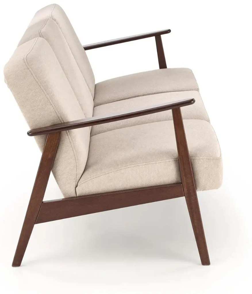 Sofa MILANO 3S beżowa/orzech trzyosobowa HALMAR