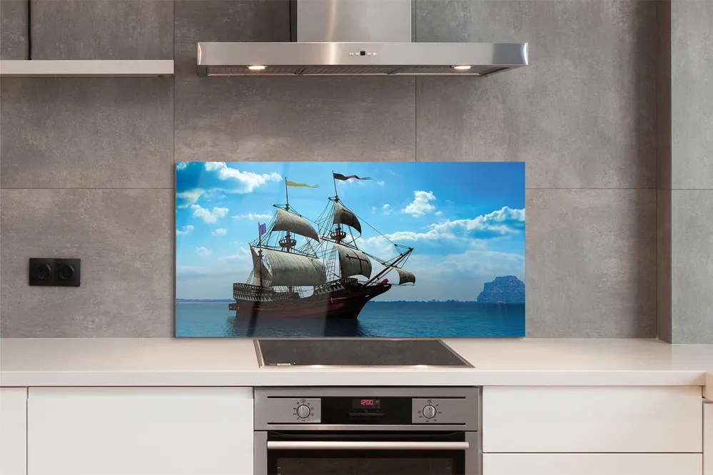 Szkło do Kuchni na Ścianę Rejs Statkiem pod Chmurami