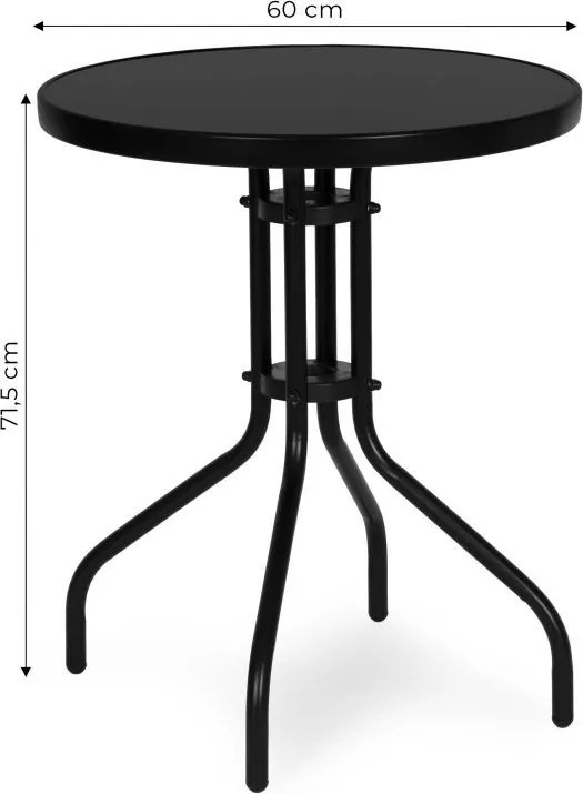 Stolik ogrodowy, balkonowy 60 cm Torello 070-1, czarny, okrągły