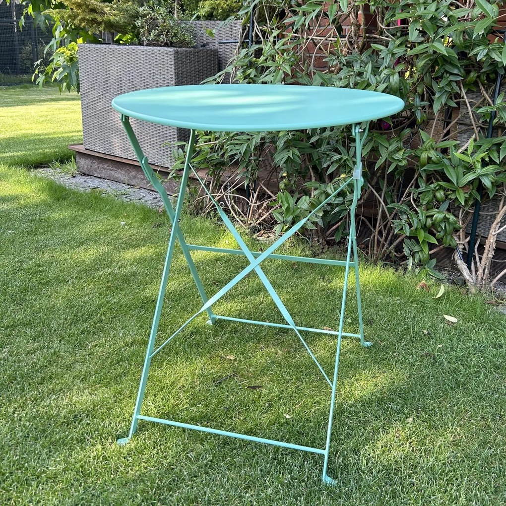 Składany stolik restauracyjny typu bistro Semplici, miętowy