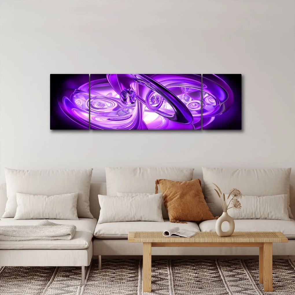 Obraz fioletowych fraktali (170x50 cm)