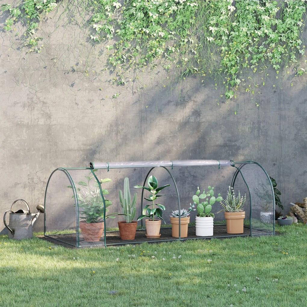 Outsunny Szklarnia Ogrodowa Foliowa z Drzwiami Stal PCV Uprawa Roślin Zielona | Aosom PL