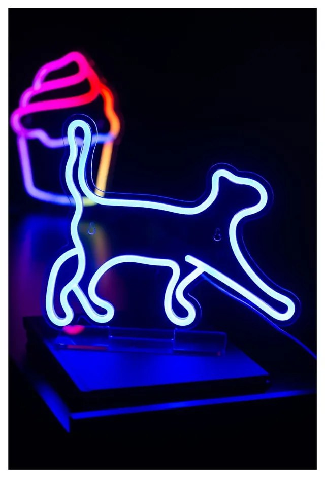 Niebieski neon LED 5 W Walking Cat – Leitmotiv