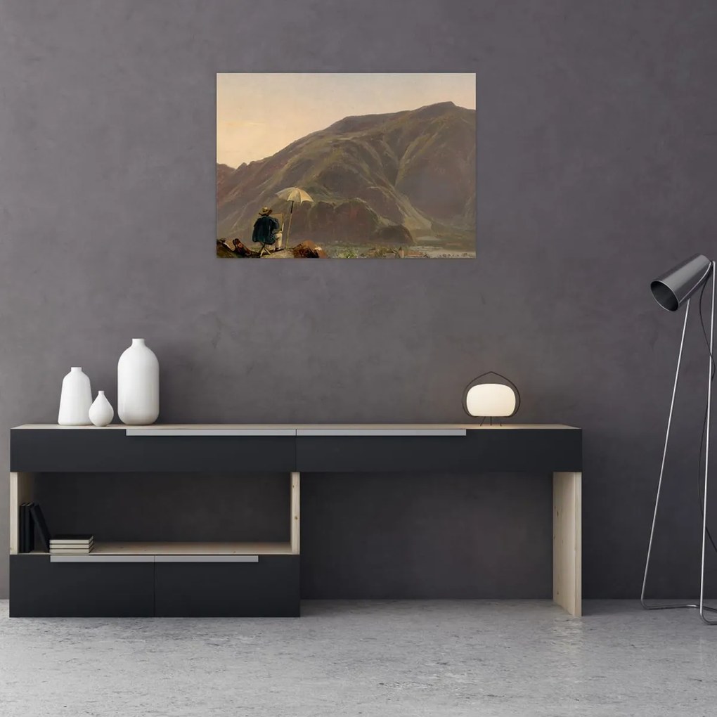 Obraz na szkle - Jules Coignet, View of Bozen with a Painter, reprodukcje (70x50 cm)