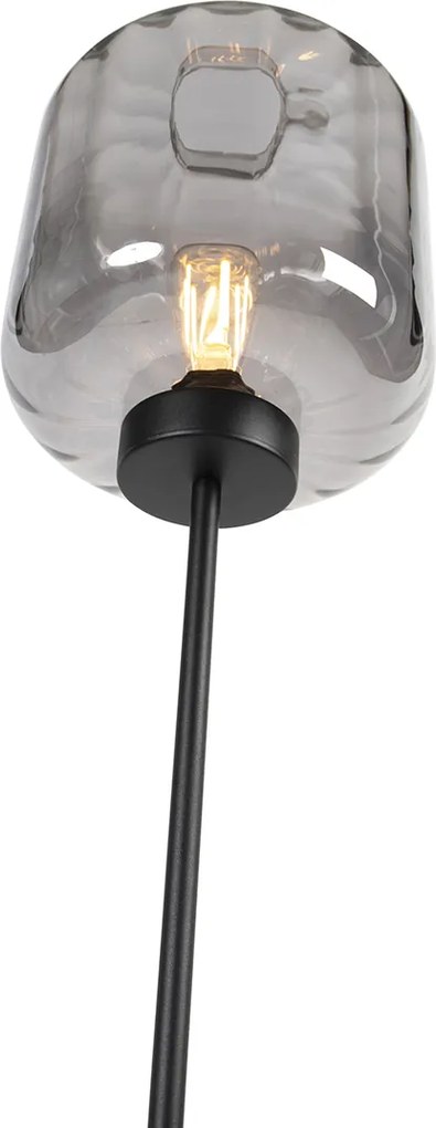 Inteligentna lampa podłogowa czarna z przydymionym szkłem z Wifi ST64 - Qara