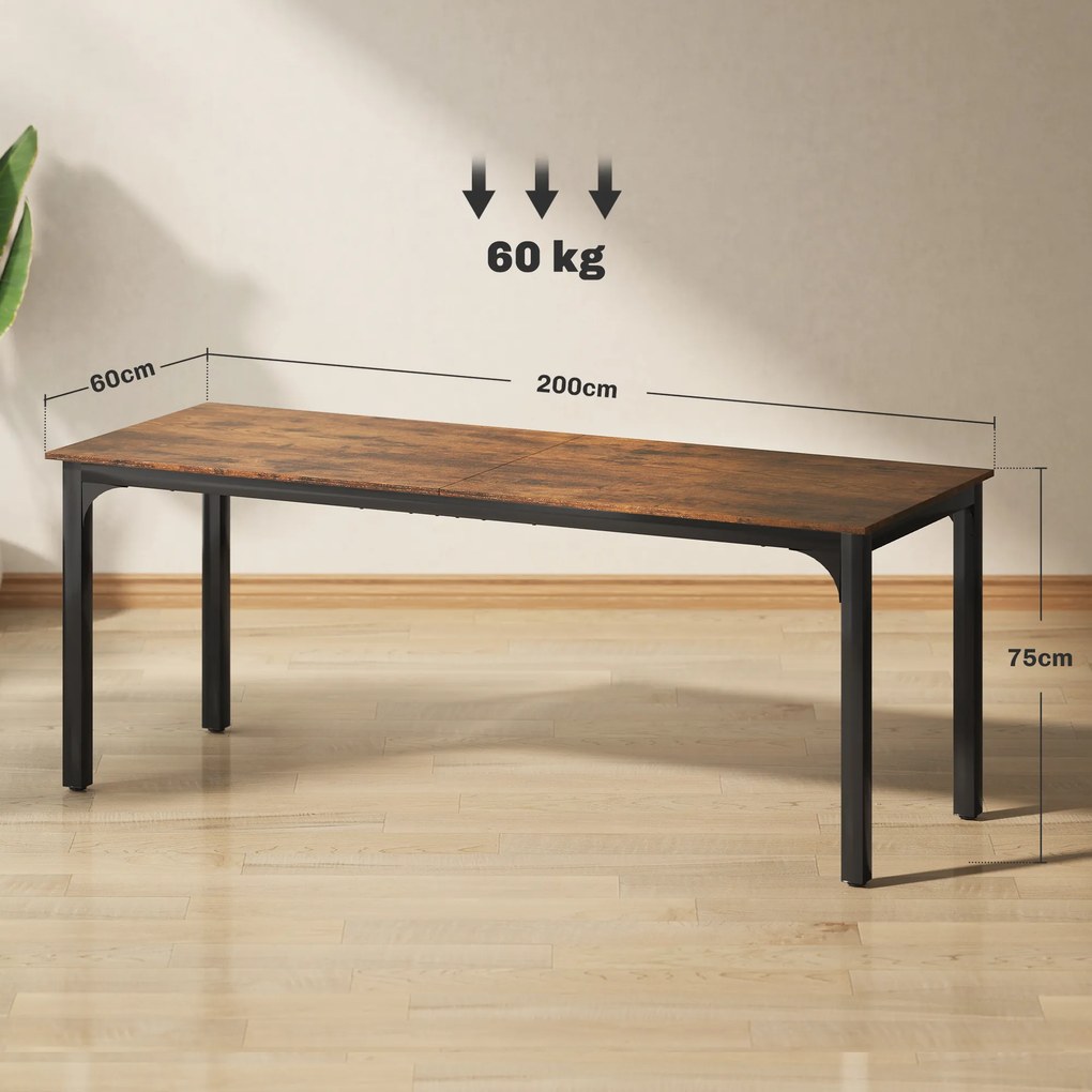 HOMCOM Biurko, stół komputerowy, rustykalny design, dużo miejsca, płyta wiórowa, brązowy | Aosom PL