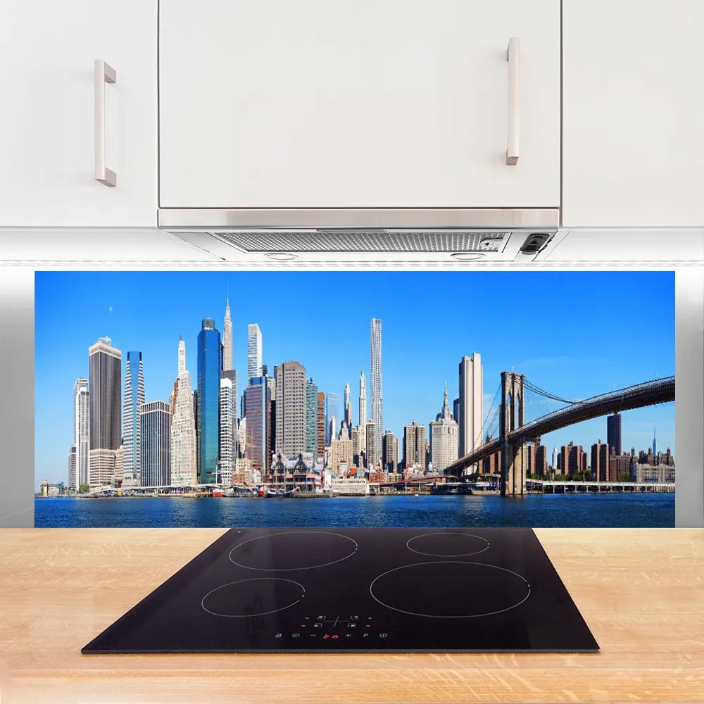 Panel Kuchenny Sylwetka Mostu Nad Rzeką