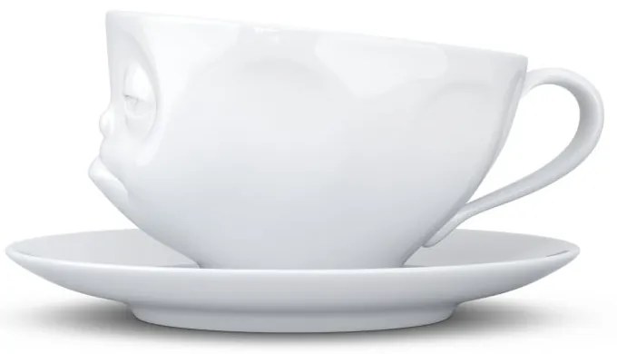 Biała porcelanowa nadąsana filiżanka ze spodkiem 58products