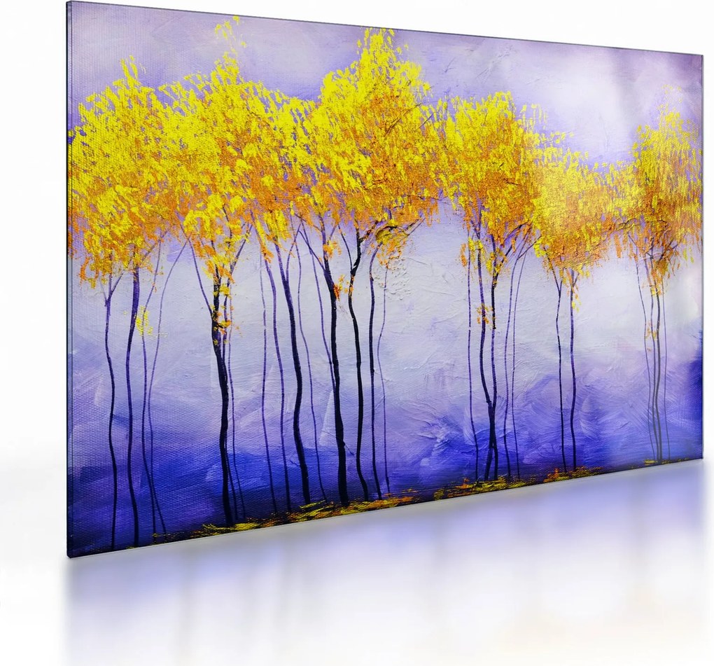 Obraz na szkle żółtych drzew (70x50 cm)