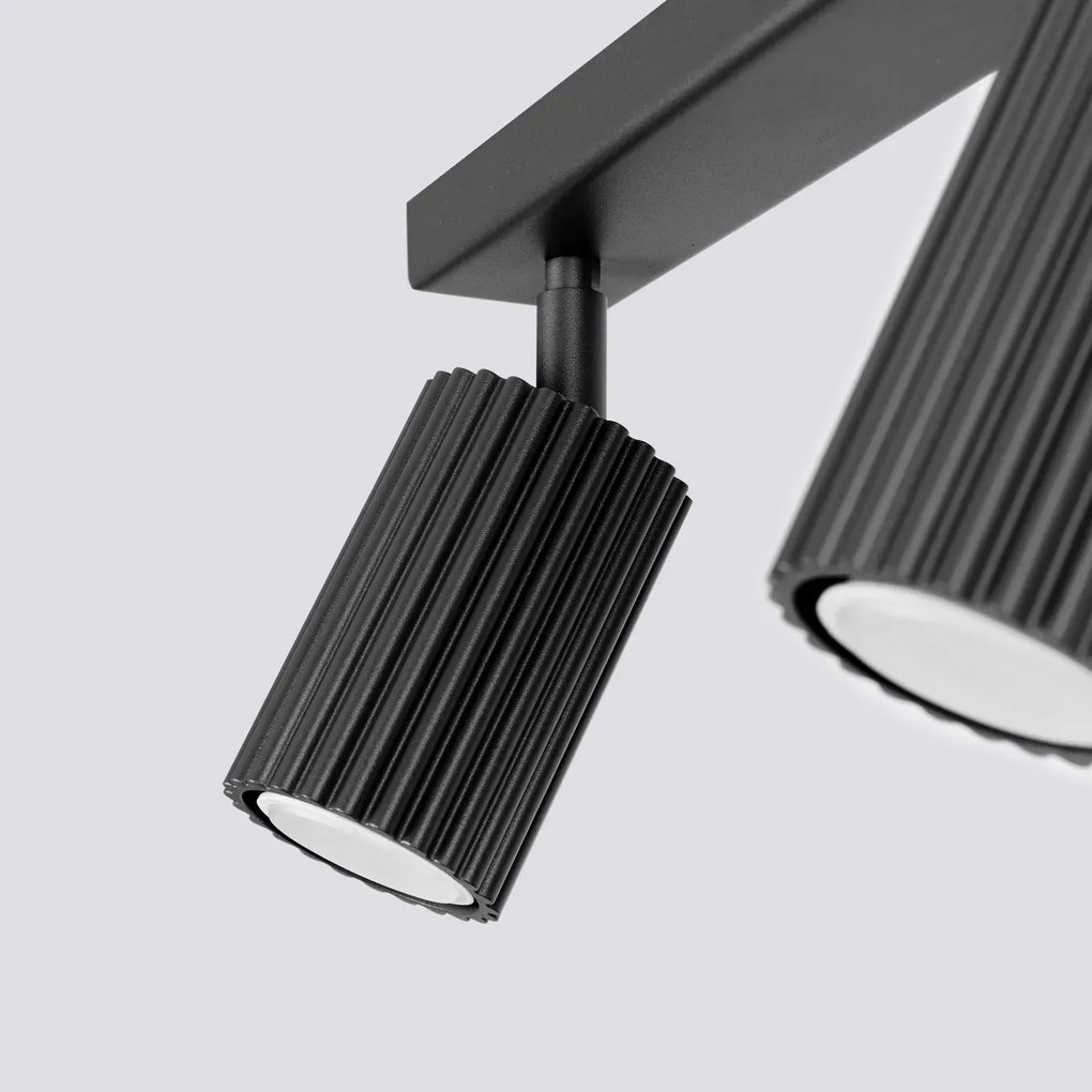 Listwa oświetleniowa 2-punktowa KARBON 2L czarna ryflowana SOLLUX  LIGHTING
