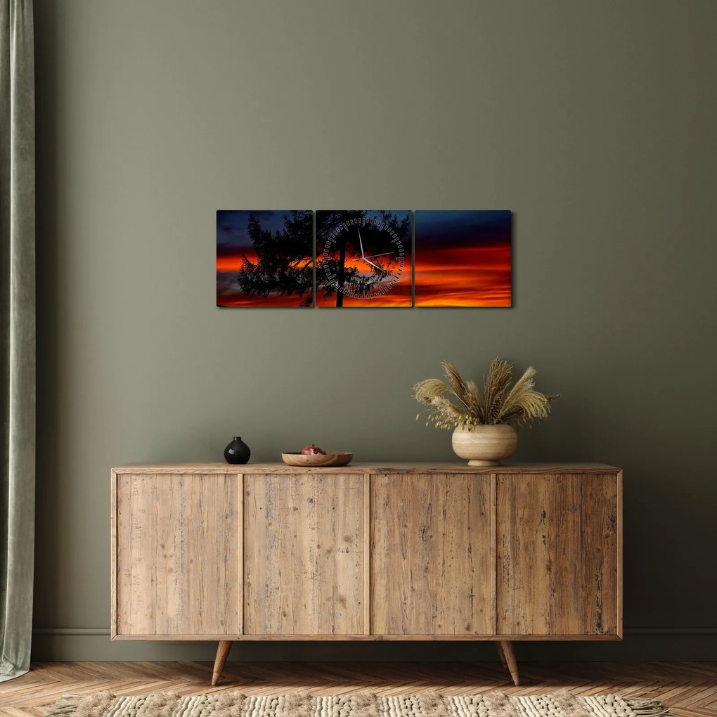 Obraz - Sylwetka wilka (z zegarem) (90x30 cm)